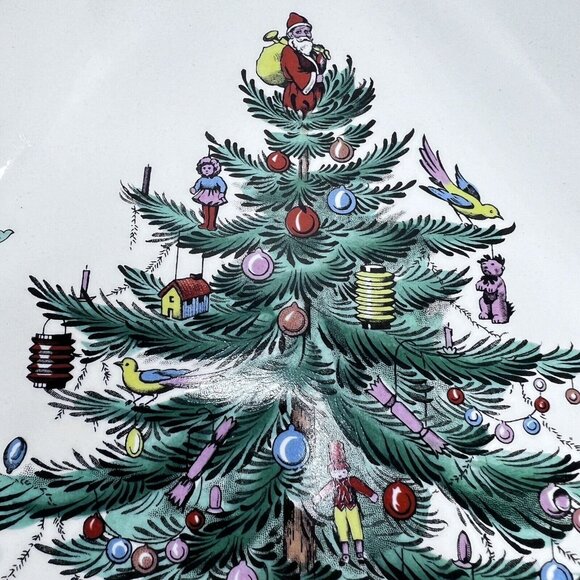 Spode Christmas Tree Triangular Candy Serving Dish Triangle Plate England Green - Picture 2 of 9